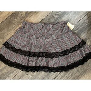 Vintage Y2K Wet Seal Mini Skirt Women Medium  Plaid Layered Lace 90s  NEW